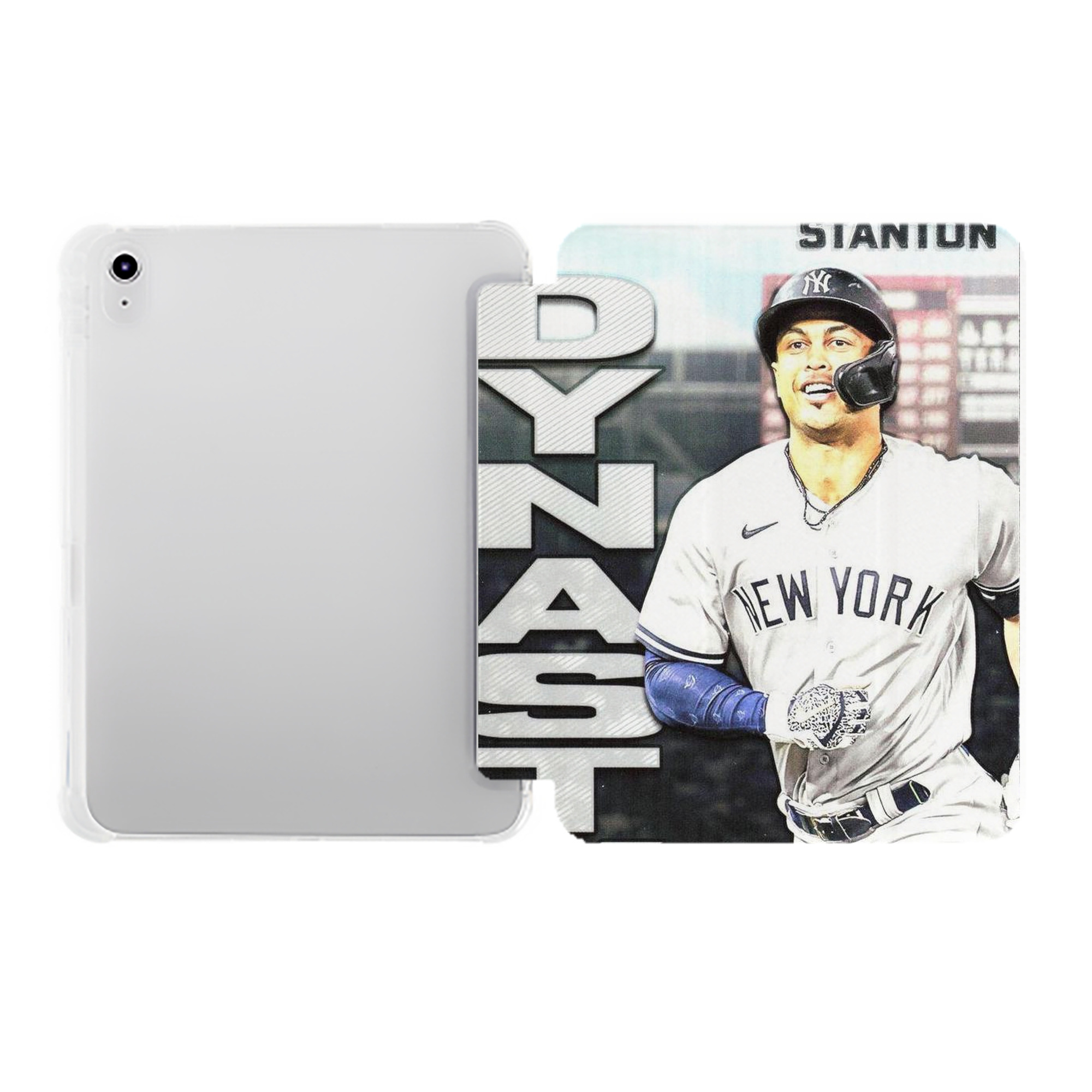 Giancarlo Stanton 21 Premium Tri-Fold PU Leather & Silicone IPad Case With Pencil Slot – Fits 9.5,10.5,10.9 – Adjustable Stand, Slim, Protective